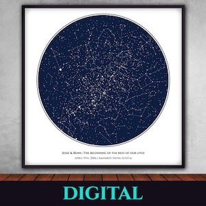 Mappa stellare, cielo notturno, quadrato, compleanno, matrimonio, anniversario, primo appuntamento, battesimo, costellazioni