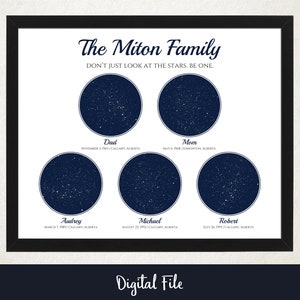 Mappa stellare, cielo notturno, 5+ mappe, famiglia numerosa, bambini, matrimonio, anniversario, primo appuntamento, compleanno