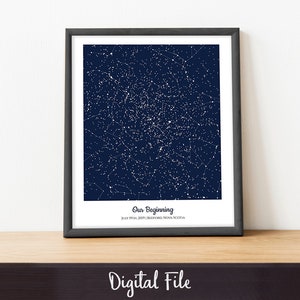 Mappa stellare, cielo notturno, rettangolo completo, compleanno, matrimonio, anniversario, primo appuntamento, battesimo, costellazioni