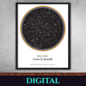Carte des étoiles, Ciel nocturne, Fierté, LGBTQ, Gay, Lesbienne, Bi, Trans, Queer, Ally, Arc-en-ciel, Amour