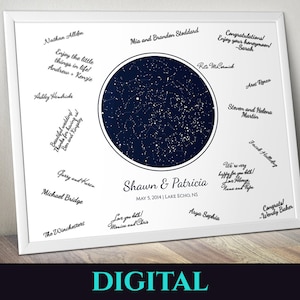 Carte des étoiles, Ciel nocturne, Livre d'or alternatif, Poster de mariage, Signatures, Autographe, Livre d'or