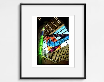 LIMITED EDITION, 'Stained Glass Stairway', Montreal Print, Art Photography, Travel Photography, Montreal Metro, Montreal Photography