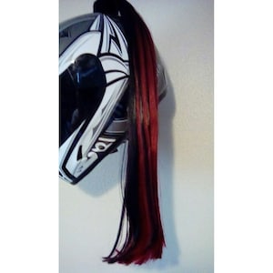 Two Color HELMET PONYTAIL   Black & Burgundy ..Motorcycle, Skate, Bike..USA Made
