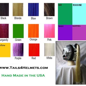 Motorcycle Helmet Ponytails  24&quot;ea ... USA Made ... from  Tails4Helmets.com ..  ( 17  Colors )  ....Free same day shipping to USA