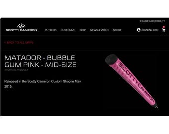 Scotty Cameron Matador Bubble Gum Rosa Puttergrepp i Mellanstorlek **Fri frakt**NOS