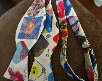 Customized fabric bow tie or neck tie set