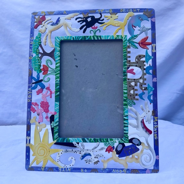 Karen Rossi Silvestri Fanciful Flights Whimsical Dog Metal Picture Frame 4x6