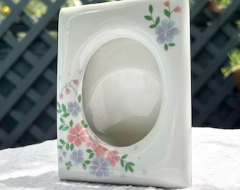 Marco de fotos floral de porcelana vintage