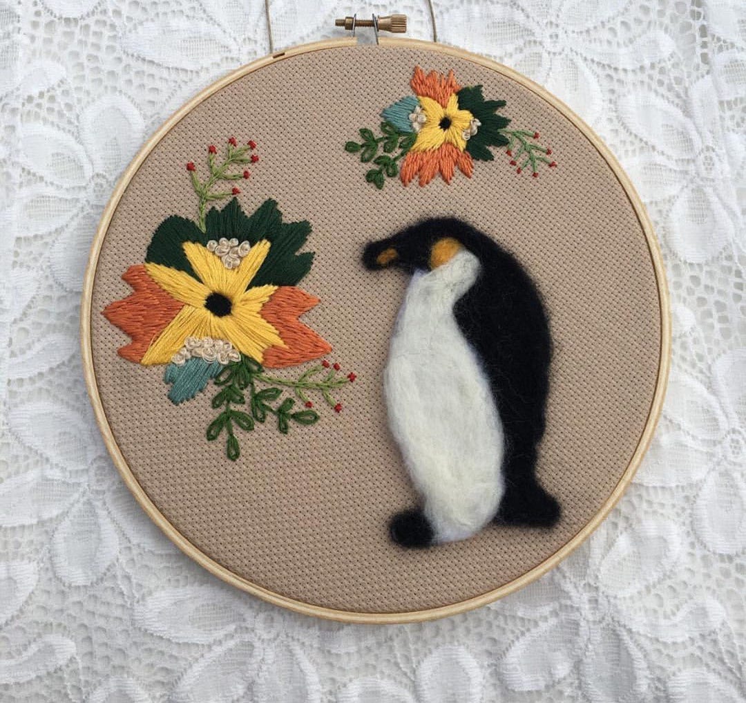 Needle Felted and Embroidered Penguin - Etsy