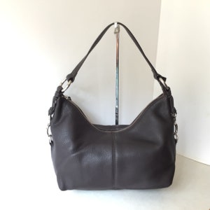 Talbots Large Pebble Leather Short Strap Style Shoulder Bag In Brown