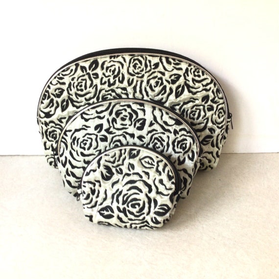 Vintage White And Black Abstract Rose Travel Set / Co… Gem