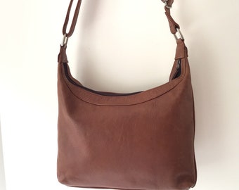 SIMON Vintage Genuine Leather Shoulder Bag In Brown