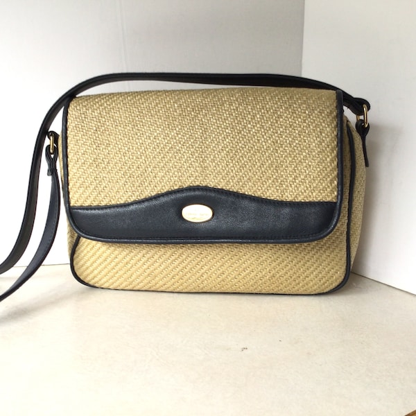 Etienne Aigner Tan And Dark Navy Shoulder Bag