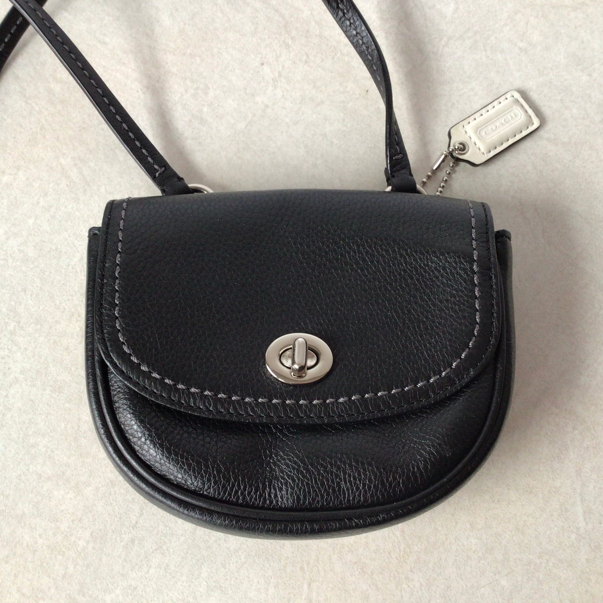 Coach Park Black Leather Mini Crossbody Wallet Shoulder Bag