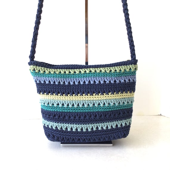 Woven Shoulder Bag In Shades Of Blue And Green - image 1