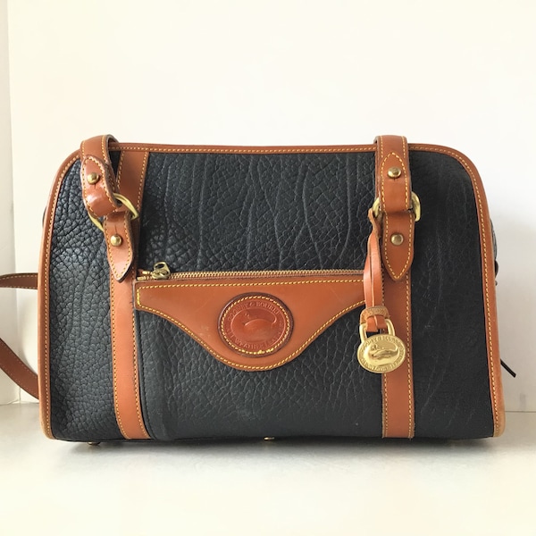 Dooney & Bourke Vintage Black And Brown Pebble Leather Shoulder Bag