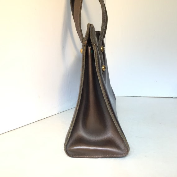 Jean Fogel Vintage Brown Leather Handbag - image 4