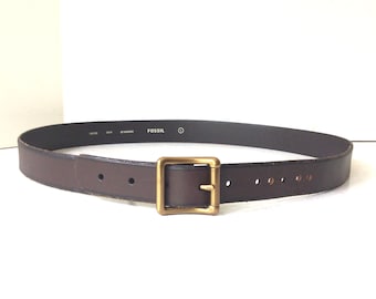 Fossil Dark Brown Leather Belt with Brass Buckle Fossil Men main image 4