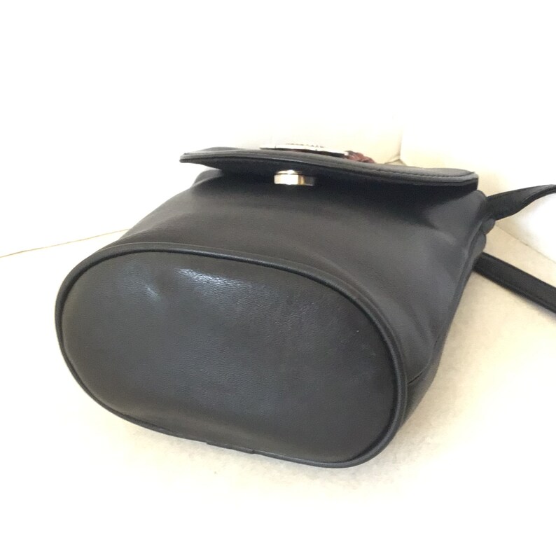 Brighton Black Leather Shoulder Bag With Brown Braided Leather Accent Strap image 5