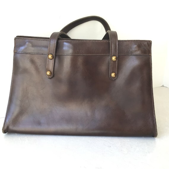 Jean Fogel Vintage Brown Leather Handbag - image 9