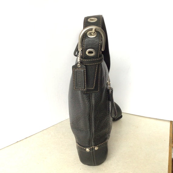 Coach Vintage Black Pebble Leather Bucket Shoulde… - image 4