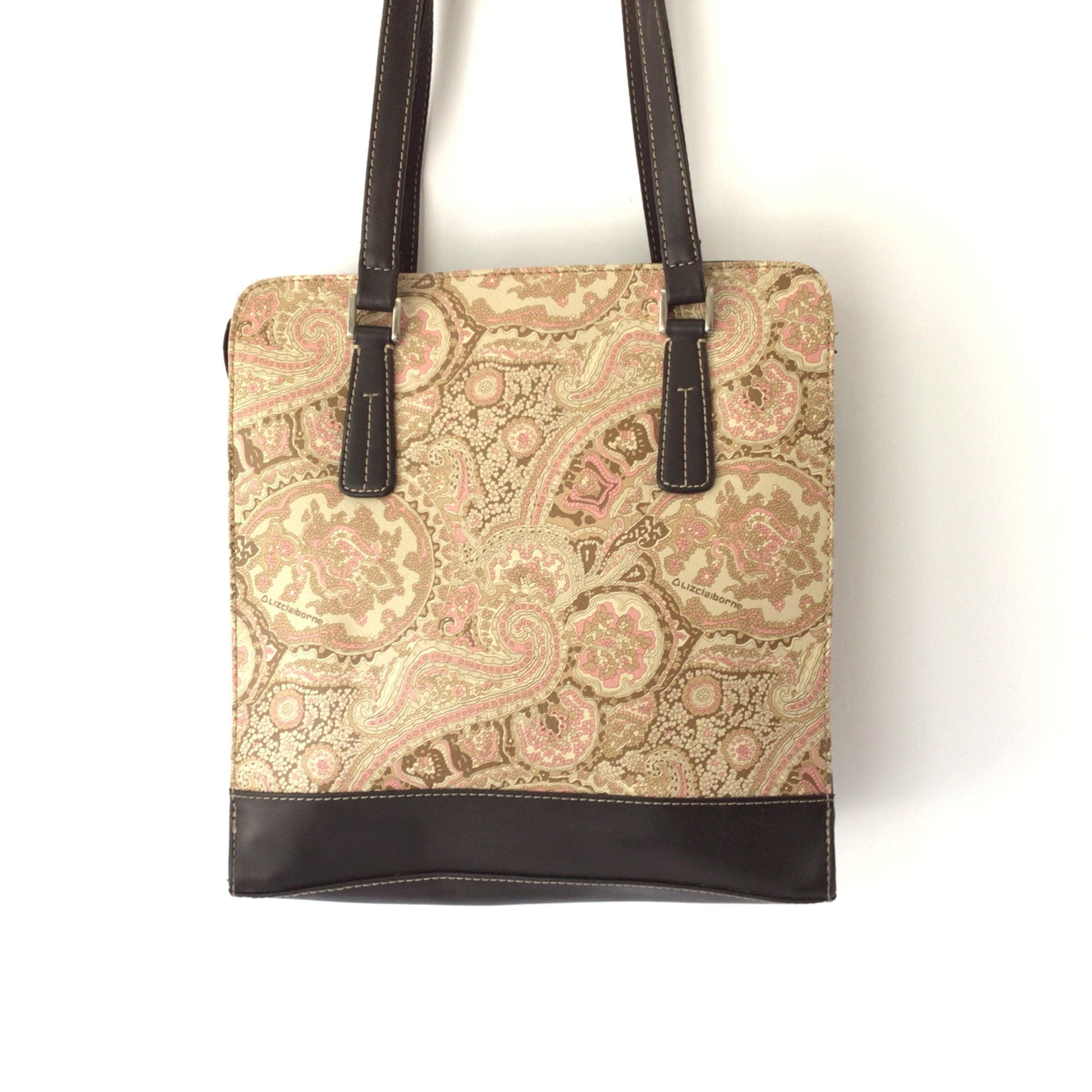 Liz Claiborne Vintage Paisley Shoulder Bag in Pink and Brown Etsy