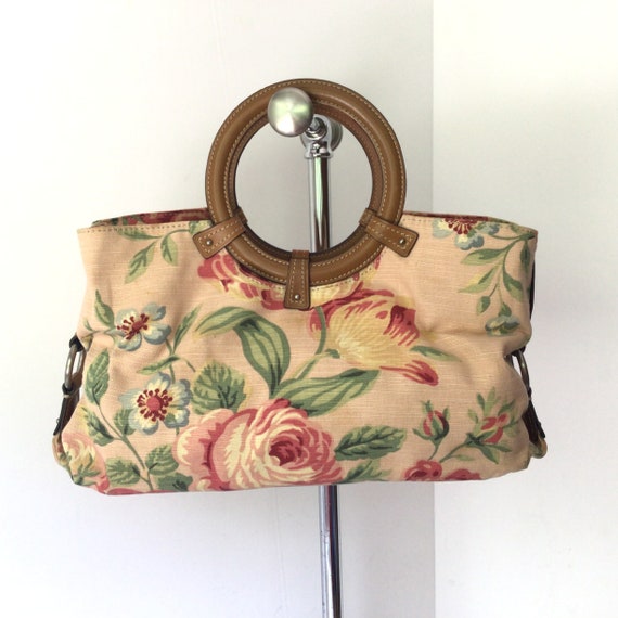 Fossil Vintage Multicolor Floral Fabric Handbag - image 1