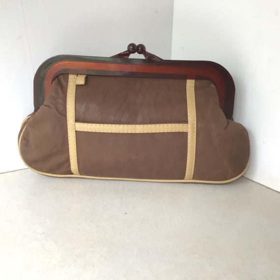 Vintage Brown Clutch With Lucite Handle - image 1
