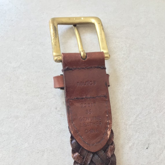 Nautica Woven Leather Brown Belt Size Medium 36 Etsy Canada
