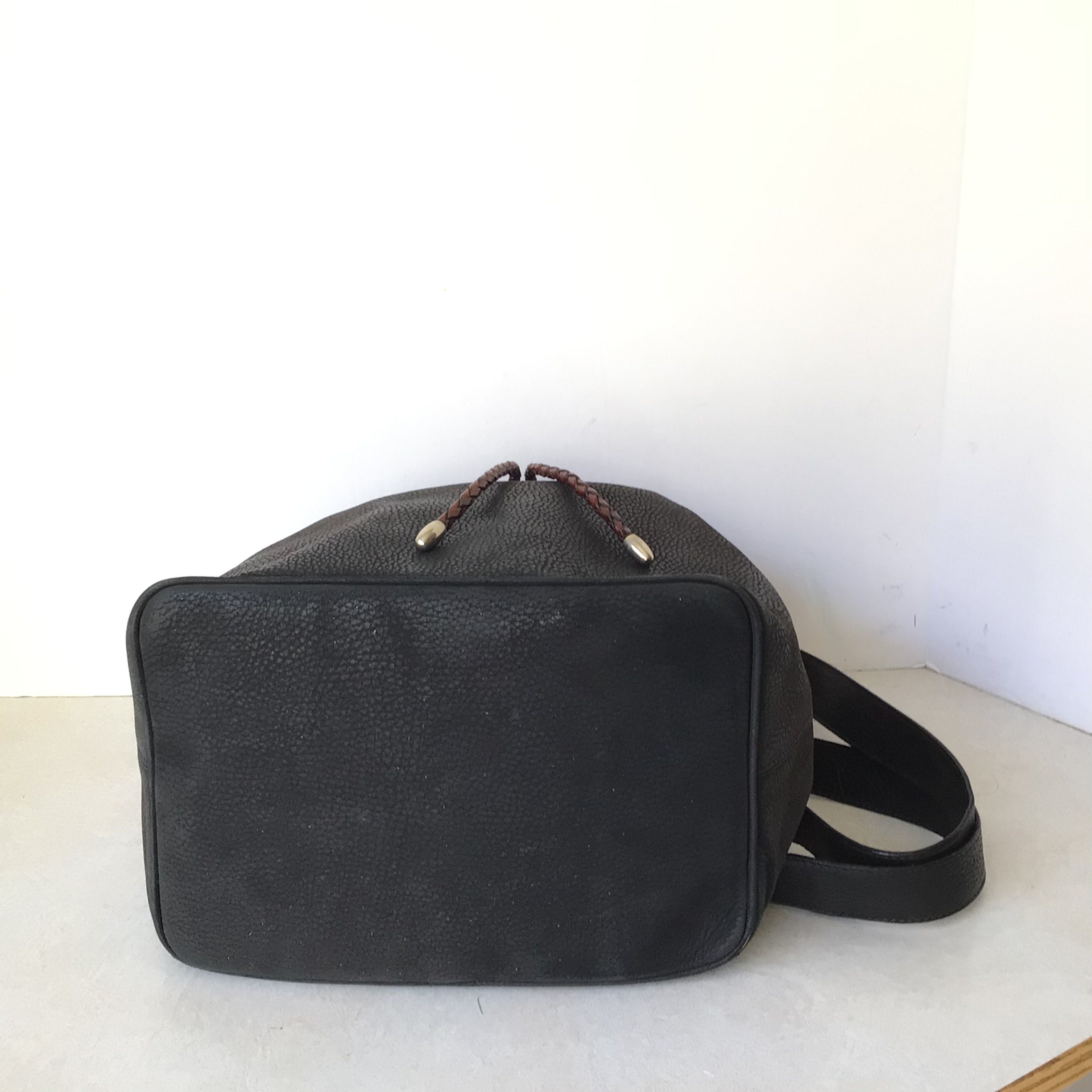 Cole Haan Black Pebble Leather Bucket Shoulder Bag - Etsy