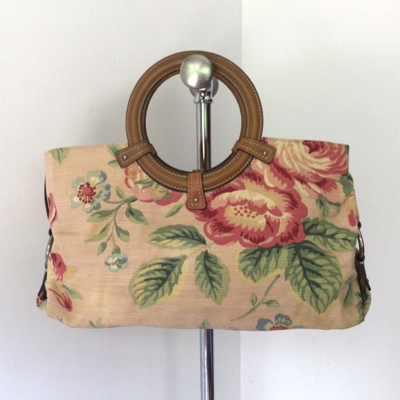 Fossil Vintage Multicolor Floral Fabric Handbag - image 2