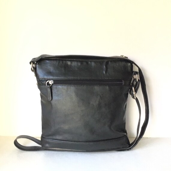 Vintage Giani Bernini Black Leather Crossbody Bag Smooth 