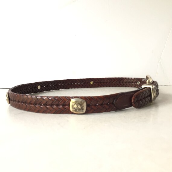 Brighton Brown Woven Leather Belt With Antiqued S… - image 2