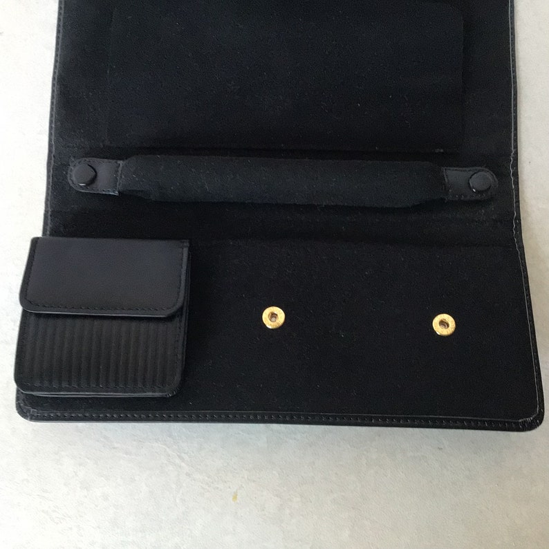 Black Faux Leather and Fabric Travel Jewelry Case Etsy