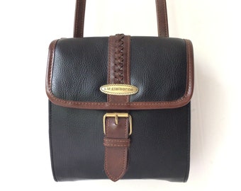 Liz Claiborne Black Crossbody Shoulder Bag With Brown Trim