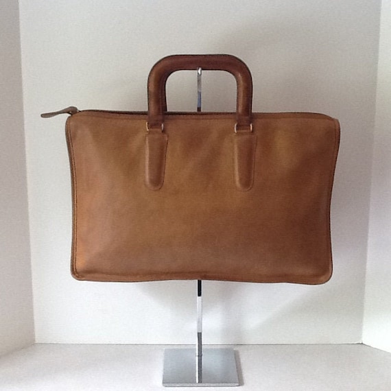 Coach Vintage New York City 80's Tan Leather Briefcase - Etsy Coach Vintage New York City 80's Tan Leather Briefcase - Etsy