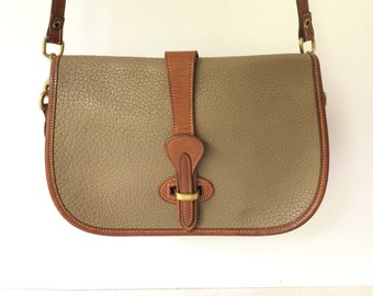 Vintage Dooney & Bourke All Weather Pebble Leather Beige And Tan Shoulder Bag