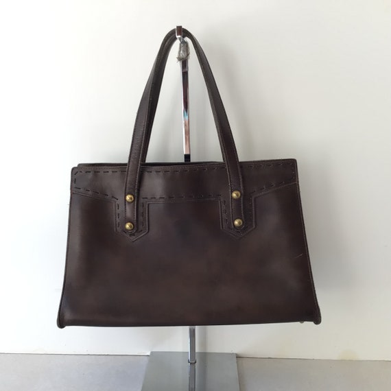 Jean Fogel Vintage Brown Leather Handbag - image 2