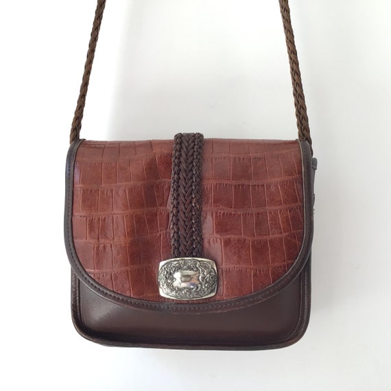 Women's Fashion Chain Purse Crossbody Shoulder Bags -Classic Stone Crocodile Pattern Leather Square Flap Handbag