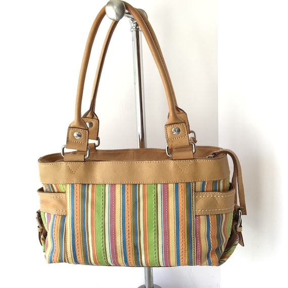 Fossil striped canvas tote - Gem