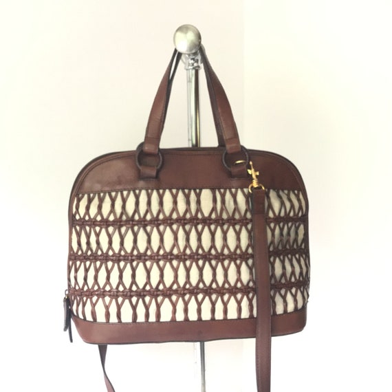 Talbots Woven Leather Dome Style Shoulder Bag In … - image 1