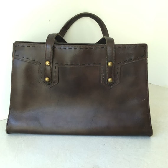Jean Fogel Vintage Brown Leather Handbag - image 10