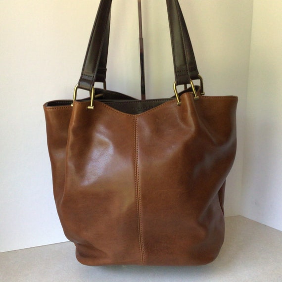 Tignanello Large Genuine Leather Shoulder Bag In Brown - Gem