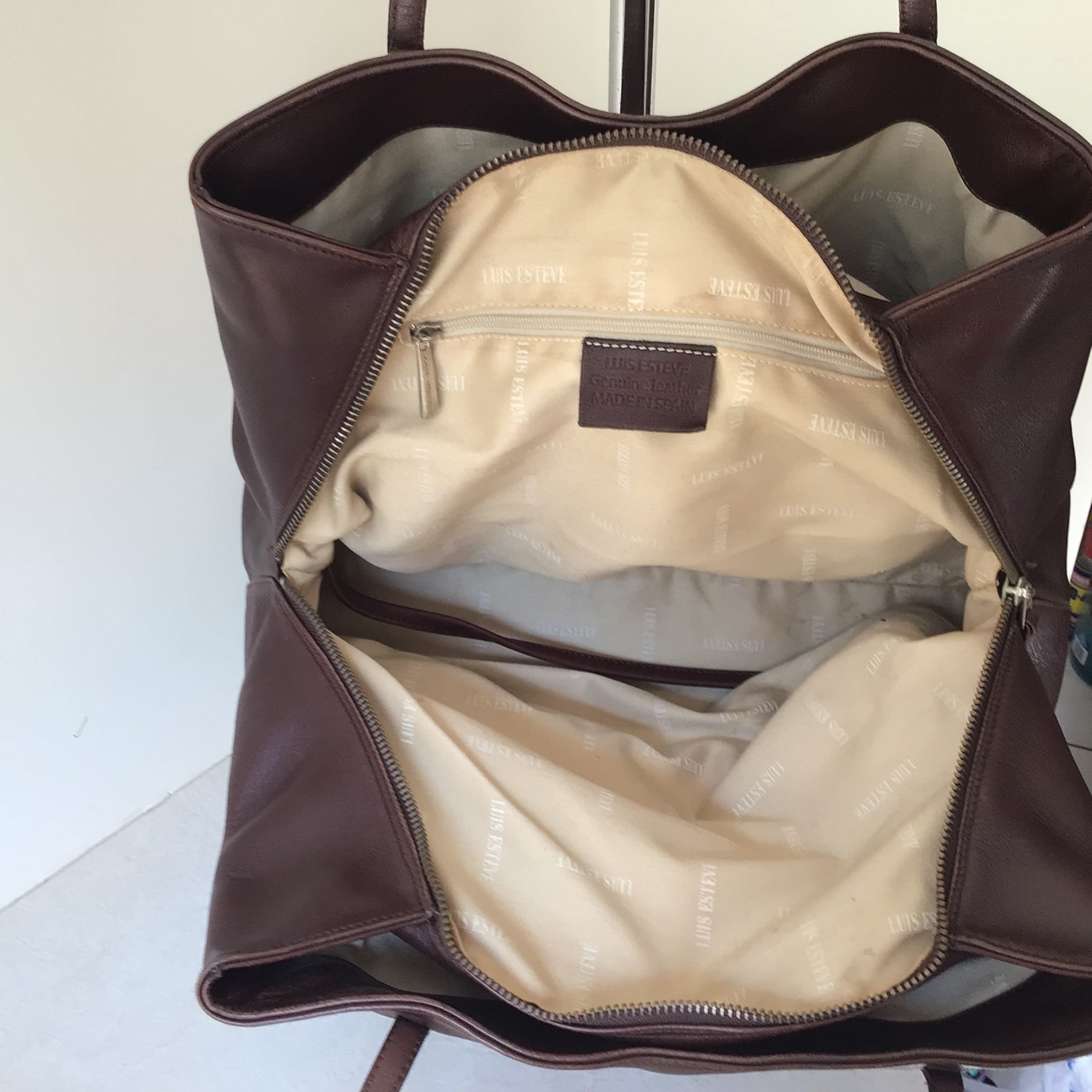 Luis Esteve Large Brown Leather Shoulder Bag 