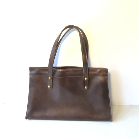 Jean Fogel Vintage Brown Leather Handbag - image 3