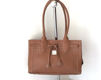 Dooney Bourke Brown Leather Tassel Tote Shoulder Bag