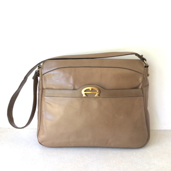 Etienne Aigner Large Vintage Brown Shoulder Bag 1970s