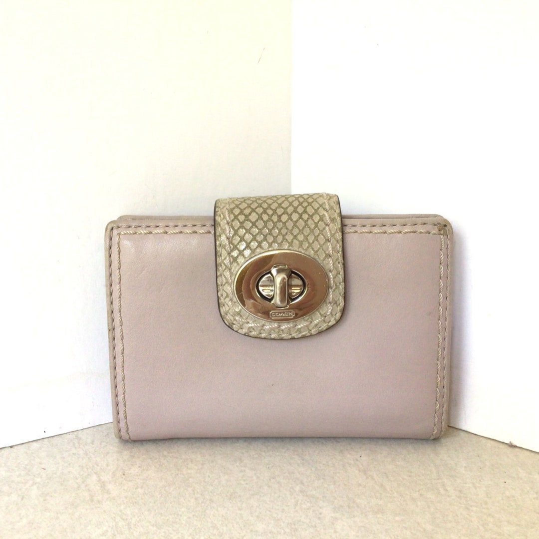 COACH Tan Wristlet Wallet with Lilac Interior New NWT Coach Signature Julia Wristlet Wallet Purse Ivory  main image 4