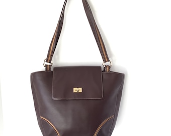 Vintage Liz Claiborne Large Burgundy Leather Shoulder Bag