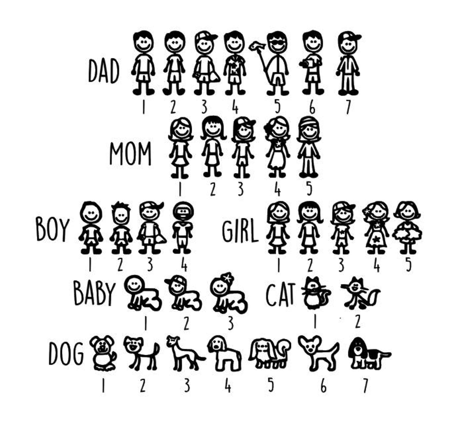 Custom Family Car Decal Stick Figure Family Decal Custom | Etsy